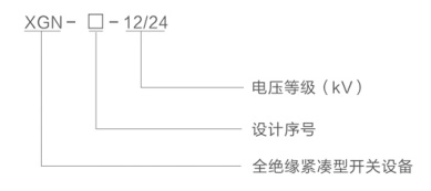 XGN□-12/24系列全绝缘全封闭充气式金属开关设备型号含义